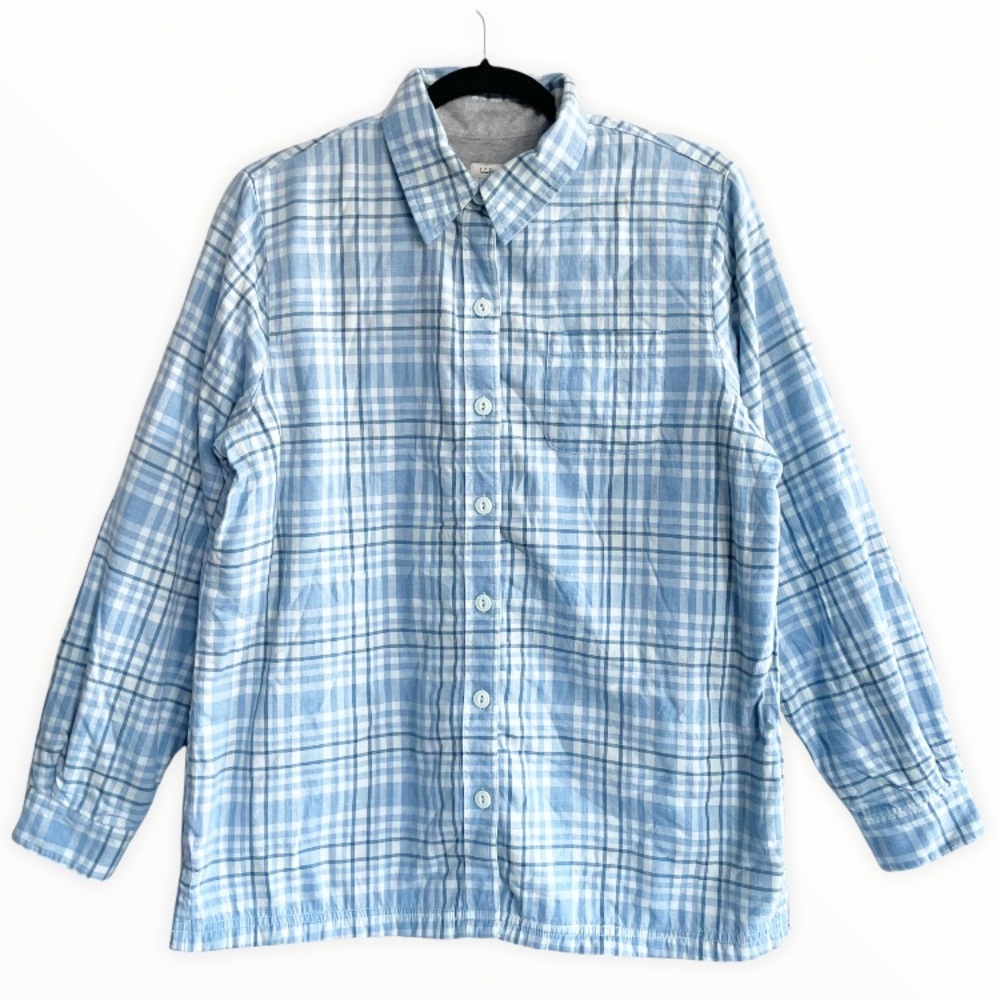 LL Bean Fleece Lined Flannel Shirt Size Medium